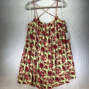 Calvin Klein Floral Swing Dress Women Sz 12 Yellow Pink Cottage Fairy Pocket NEW